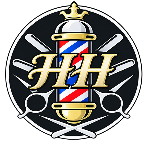 Hair by Harun — HH monogram with barber pole